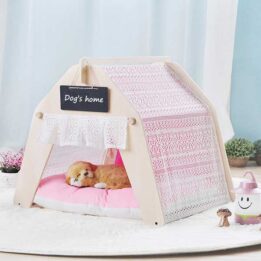 Indoor Portable Lace Tent: Pink Lace Teepee Small Animal Dog House Tent 06-0959 www.gmtproducts.com