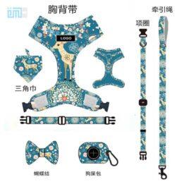 Pet harness factory new dog leash vest-style printed dog harness set small and medium-sized dog leash 109-0003 gmtproducts.com