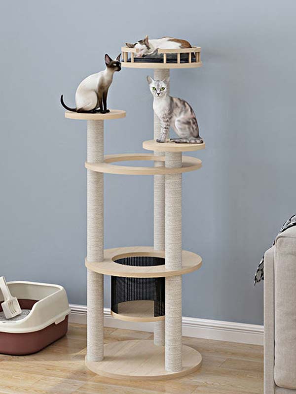 Casa de escalada para gatos por atacado | madeira de pinho tábua gato árvore gato torre 105-211 gmtproducts.com