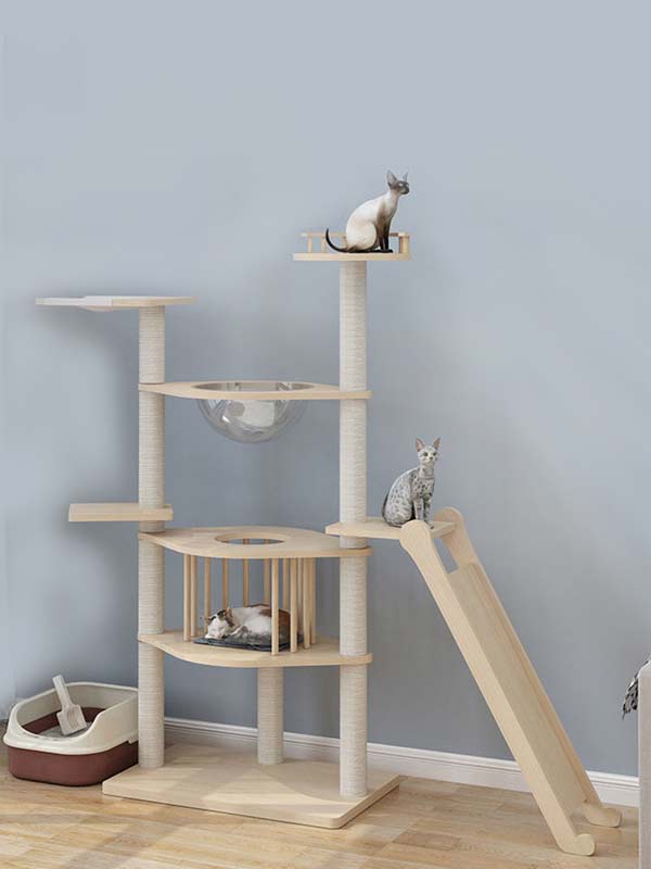 Wholesale pine solid wood multilayer board cat tree cat tower cat climbing frame 105-212 gmtproducts.com