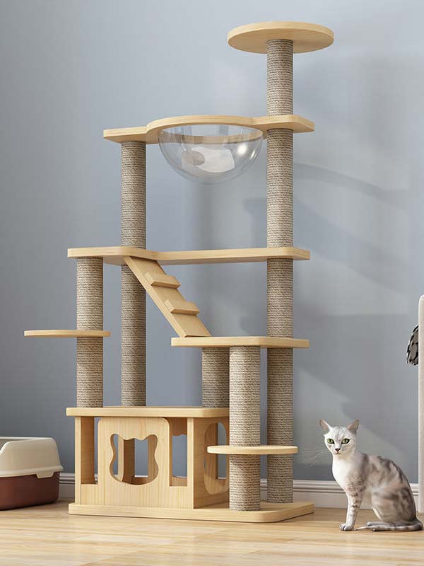 atacado-pinho-madeira maciça-placa multicamadas-gato-árvore-torre-gato-quadro de escalada para gatos-105-219 gmtproducts.com