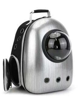 Brushed silver upgraded side opening pet cat backpack 103-45008 gmtproducts.com