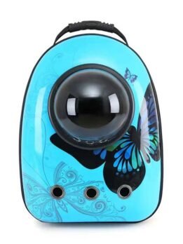 Blue butterfly upgraded side opening pet cat backpack 103-45017 gmtproducts.com