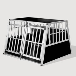 Aluminum Large Double Door Dog cage With Separate board 65a 104 06-0776 gmtproducts.com