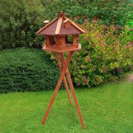 Wood bird feeder wood bird house small hexagonal solar and light 06-0976 gmtproducts.com