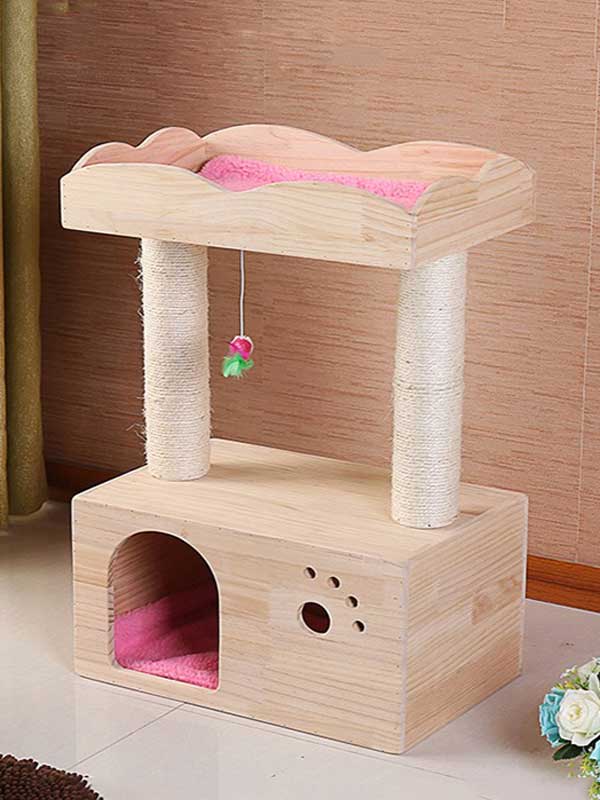 Árvore de madeira para gatos plataforma de maca para gatos estrutura de escalada casa para gatos 06-1166 gmtproducts.com