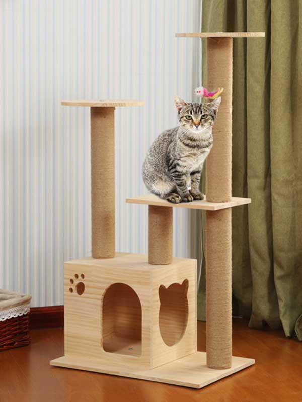 Torre de escalada para gatos, coluna de corda de cânhamo de pinho, escada, casa de gato 06-1163 gmtproducts.com