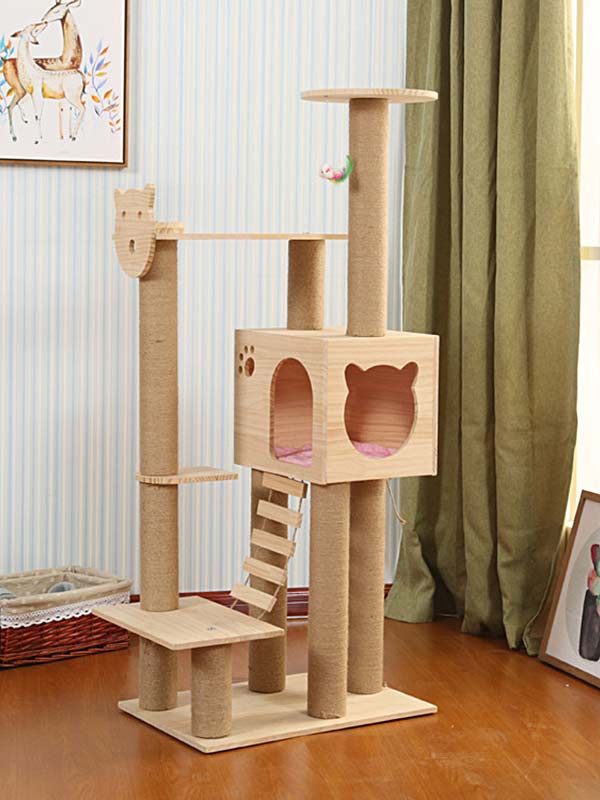 Torre de escalada para gatos, coluna de corda de cânhamo de pinho, escada, casa de gato 06-1164 gmtproducts.com