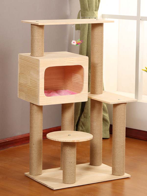 Melhor gato árvore pinho corda de cânhamo coluna escada gato casa quente brinquedo para gato 06-1165 gmtproducts.com