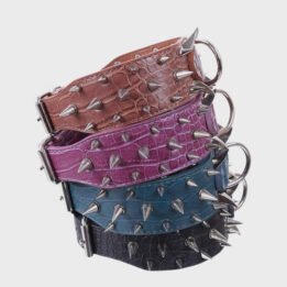 Factory Wholesale PU Leather Spiked Dog Chain Collar 06-1473