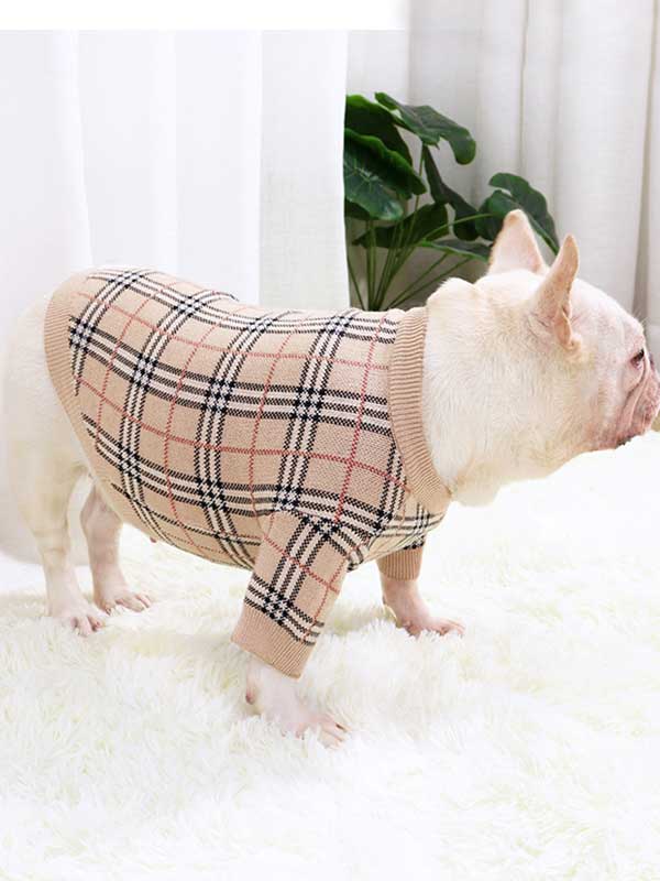 GMTPET Pug dog fat dog core yarn wool autumn and winter new warm winter plaid fighting Bulldog sweater clothes 107-222020 gmtproducts.com