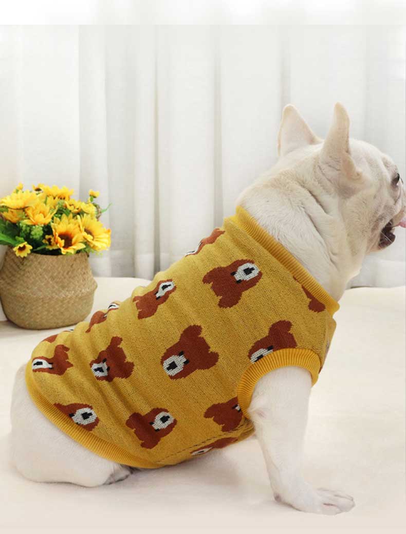 GMTPET Autumn and winter thickened dog clothes bear jacquard fat dog short body bulldog clothes thickened method bucket plus velvet vest 107-222022 gmtproducts.com