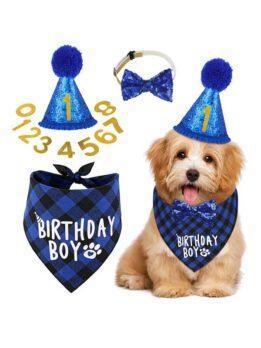 Pet party decoration set dog birthday scarf hat bow tie dog birthday decoration supplies 118-37011 gmtproducts.com