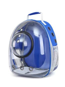 Transparent blue pet cat backpack with hood 103-45033 gmtproducts.com