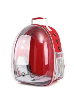 Transparent red pet cat backpack with side opening 103-45052 www.gmtproducts.com