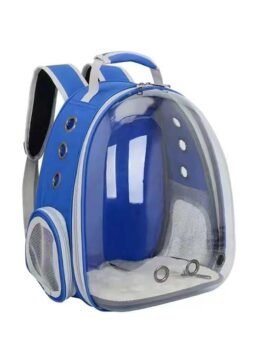 Transparent blue pet cat backpack with side opening 103-45055 gmtproducts.com