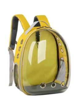 Transparent yellow pet cat backpack with side opening 103-45056 www.gmtproducts.com
