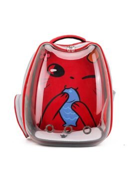 Red Transparent Breathable Cat Backpack Pet Bag 103-45079 gmtproducts.com